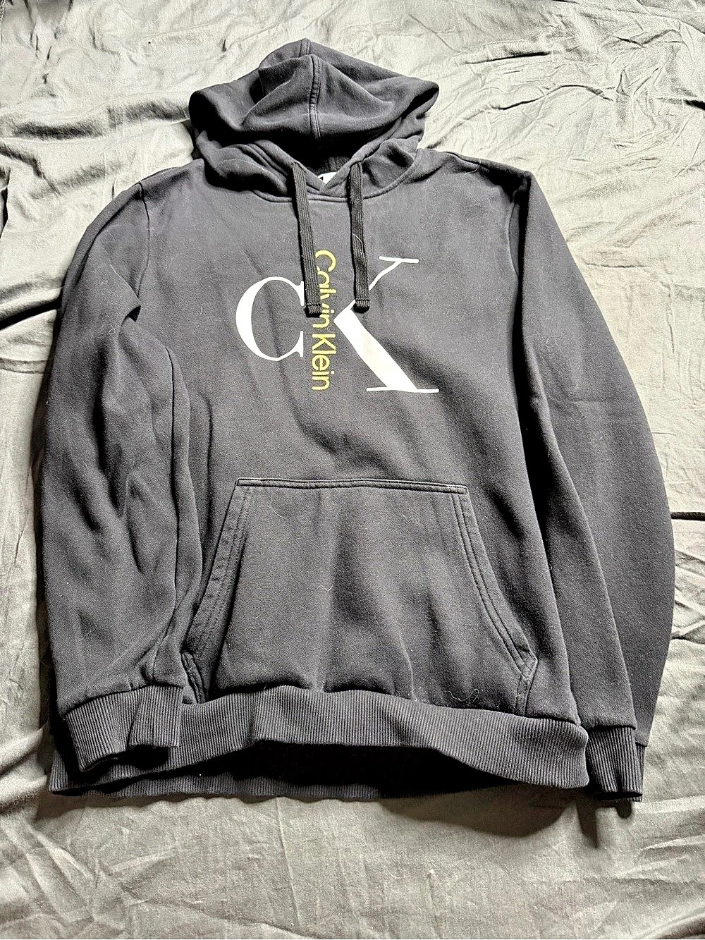 Calvin Klein Monogram Logo Fleece Hoodie Black Large